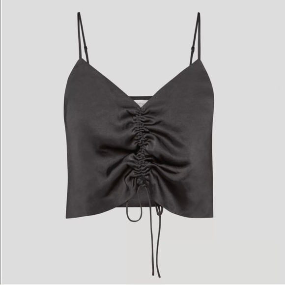 Wilfred Verso Ruched Drawstring Crop Camisole M Black - Picture 2 of 10